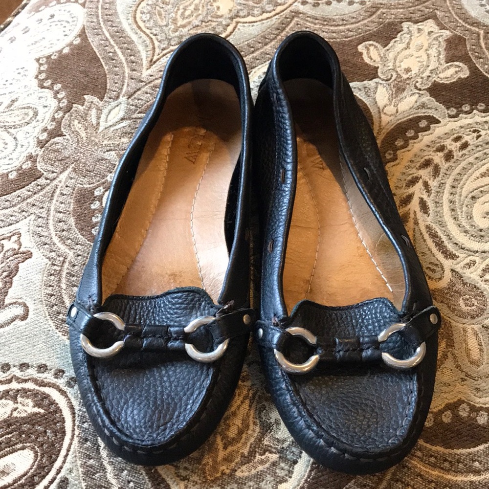 J Crew Black Leather Driving Loafers Sz. 7